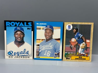 Bo Jackson Rookie Lot of 3 - 1986 Topps Traded, 1987 Fleer & Topps
