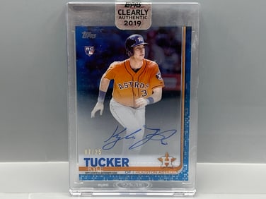 2019 Topps Clearly Authentic Kyle Tucker Blue RC Auto #07/25 - Transparent acetate card