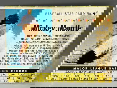 1961 Post Cereal Mickey Mantle