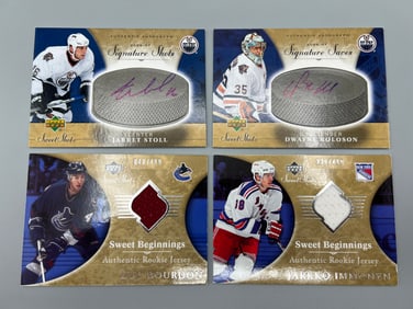 Lot of (4) 2006-07 Upper Deck Sweet Shot Hockey Autograph & Jersey Relic Cards - Varying Conditions