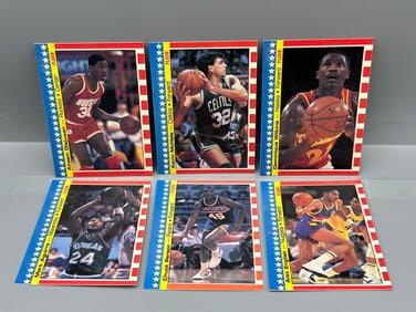 1987-88 Fleer Basketball Stickers Lot of 6 - Hakeem Olajuwon, Dominique Wilkins, Kevin McHale