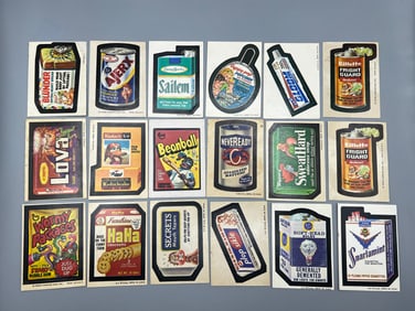 Lot of (18) 1973-74 Topps Wacky Packages Series 2-6 Sticker Trading Cards - Varying Conditions