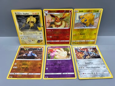 Lot of (6) Pokemon Holo & Reverse Holo Trading Cards - Varying Conditions