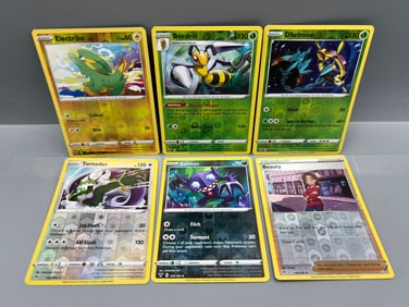 Lot of (6) Pokemon Reverse Holo Trading Cards - Varying Conditions