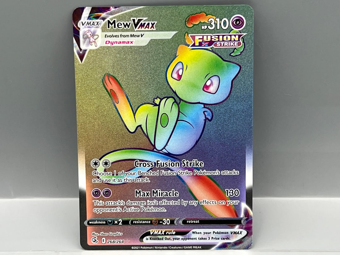 2021 Pokemon SWSH Fusion Stike Mew VMAX Full Art Secret Rare #268/264: 2021 Pokemon SWSH Fusion Stike Mew VMAX Full Art Secret Rare #268/264