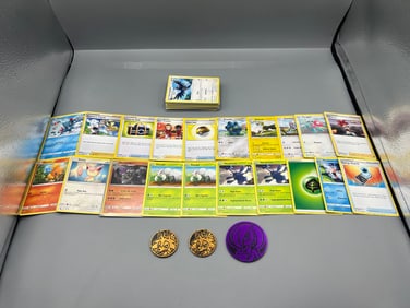 Lot of (70+) Pokemon Trading Cards W/ (3) Coins - Varying Conditions