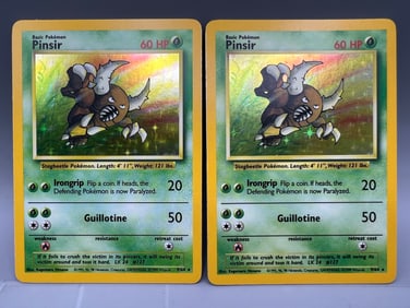Lot of (2) 1999 Pokemon Jungle No Symbol Error Pinsir Holo #9/64