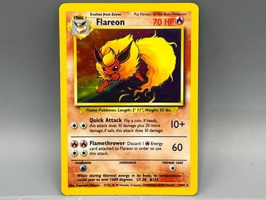 1999 Pokemon Jungle No Symbol Error Flareon Holo #3/64
