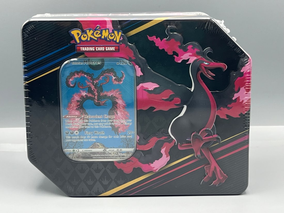 2023 Pokemon Crown Zenith 5 Pack Galarian Moltres Sealed Tin (1 of 2)