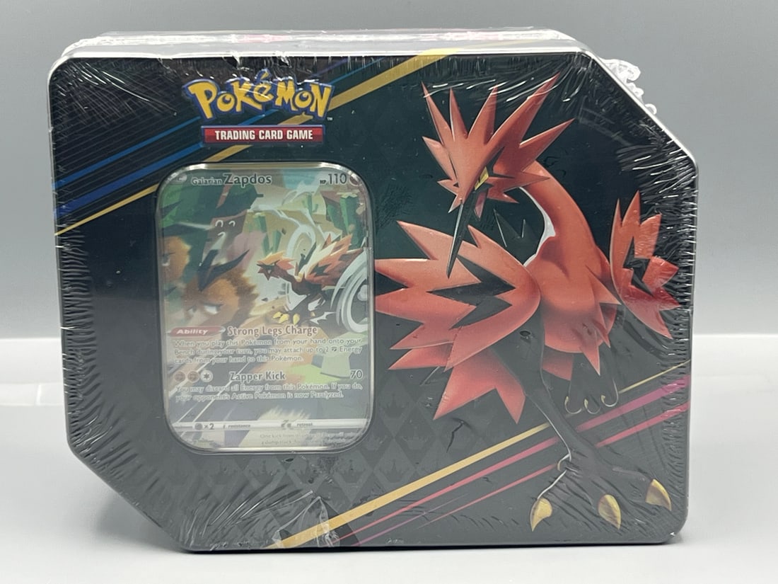 2023 Pokemon Crown Zenith 5 Pack Galarian Zapdos Sealed Tin (1 of 2)