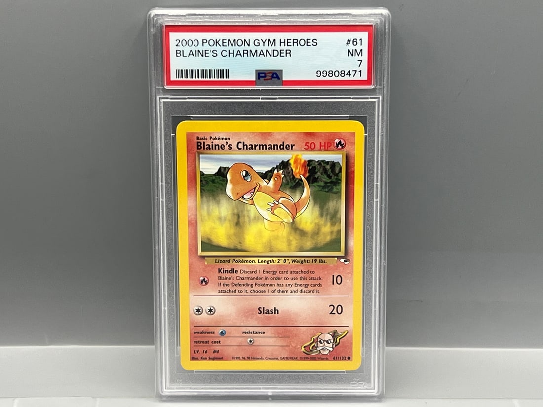 2000 Pokemon Gym Heroes Blaine's Charmander #61/132 PSA NM 7: 2000 Pokemon Gym Heroes Blaine's Charmander #61/132 PSA NM 7
