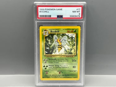 1999 Pokemon Base Set Beedrill #17/102 PSA NM-MT 8