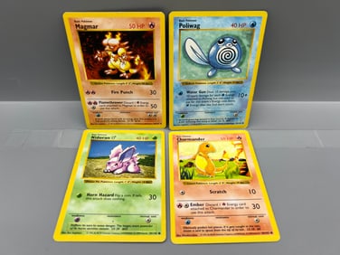 Lot of (4) 1999 Pokemon Base Set Shadowless Trading Cards - Varying Conditions
