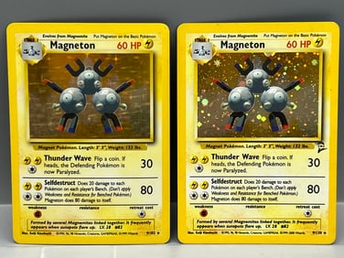 1999 Pokemon Base Set Magneton Holo #9/102 & 2000 Pokemon Base Set 2 Magneton Holo #9/130