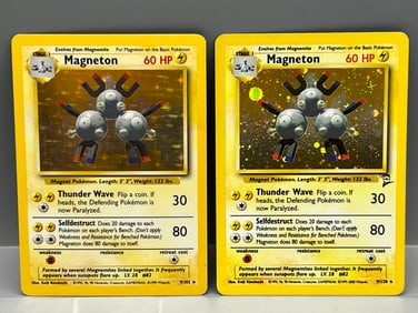 1999 Pokemon Base Set Magneton Holo #9/102 & 2000 Pokemon Base Set 2 Magneton Holo #9/130