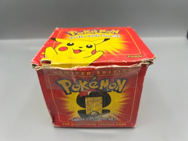 1999 Pokemon Burger King Pikachu 23 kt Gold Plated Trading Card W/ Original Box & Pokeball