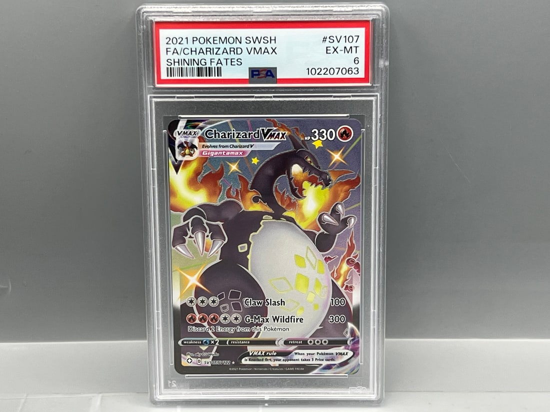 2021 Pokemon SWSH Shining Fates Charizard VMAX Full Art #SV107/SV122 PSA EX-MT 6 (1 of 2)