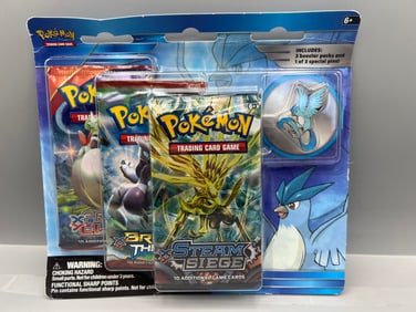 2016 Pokemon TCG Articuno Special Edition Pin 3 Pack Factory Sealed Blister Box - Includes Steam