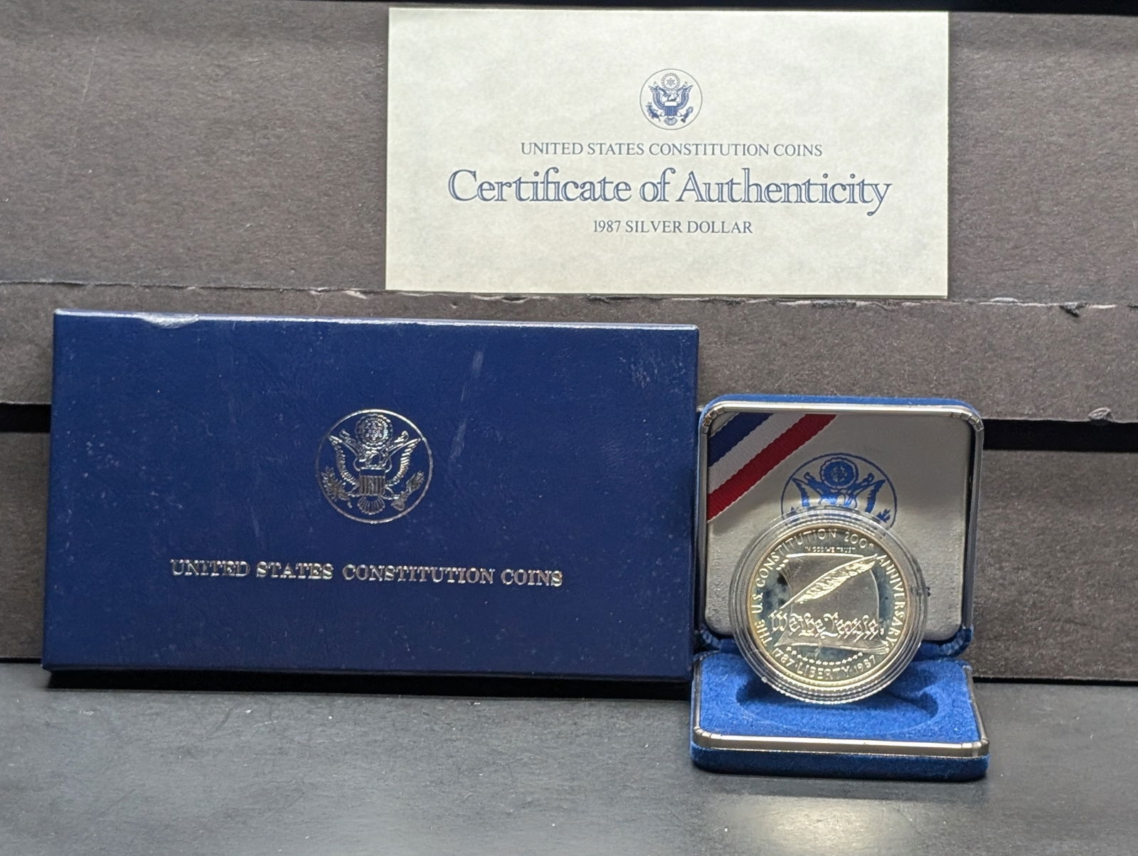 1987-S PROOF Constitution Commem Silver Dollar in OGP w/ COA