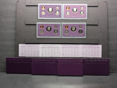 1988-S, 1989-S, 1990-S & 1991-S U.S. Mint Proof Sets in OGP