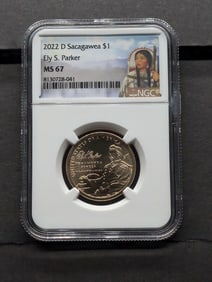 2022-D Sacagawea Ely S. Parker $1 Coin - NGC MS67