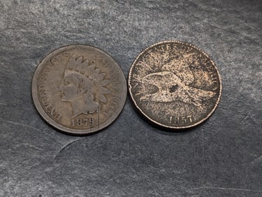 1857 Flying Eagle Cent  and 1879 Indian Head Cent