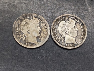 1892-O Barber Dime and 1900  Barber Dime