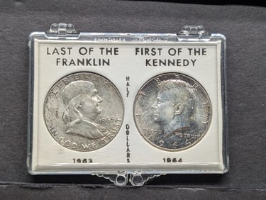 Franklin And Kennedy Set  1963 Franklin Half Dollar, 1964 Kennedy Half Dollar  90% silver