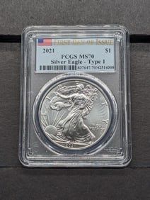 2021 Type 1 American Silver Eagle - PCGS MS70 *First Day of Issue*
