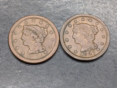 1847 & 1851 Large Cents
