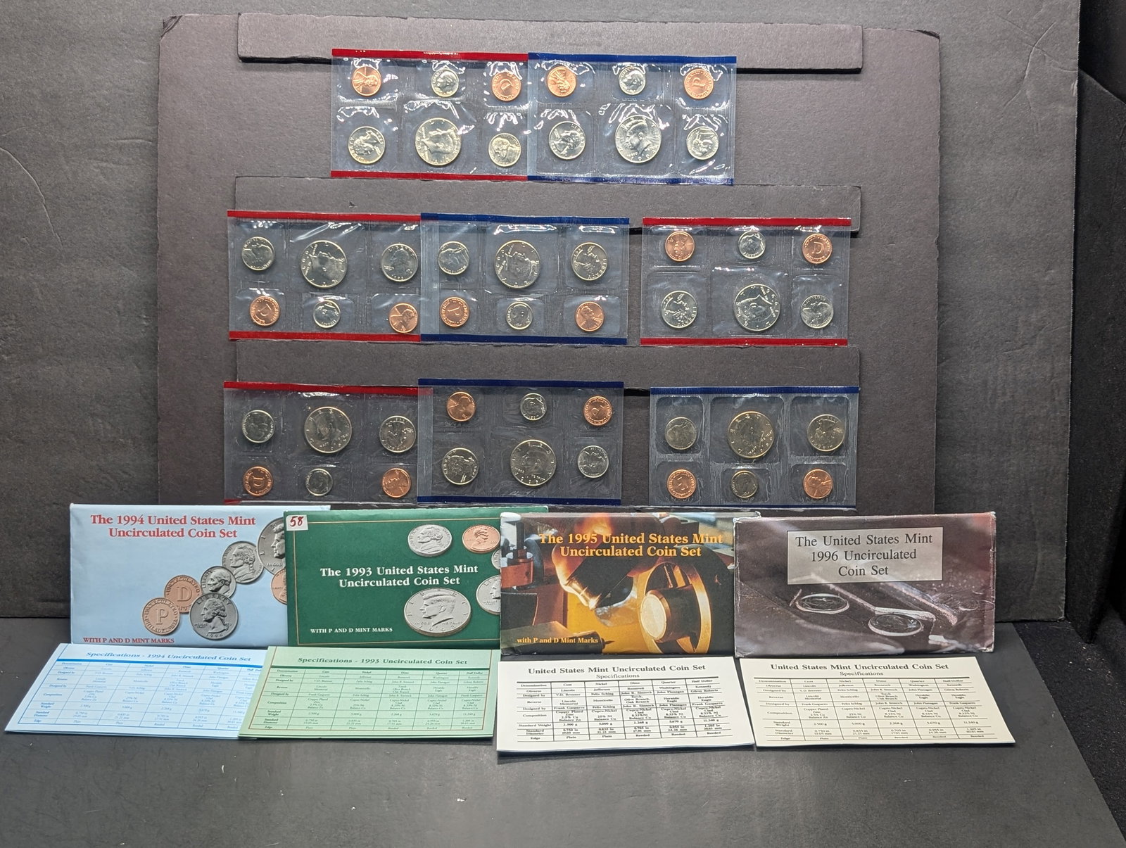1993 P&D, 1994 P&D, 1995 P&D & 1996 P&D U.S. Mint Sets in OGP (1 of 11)