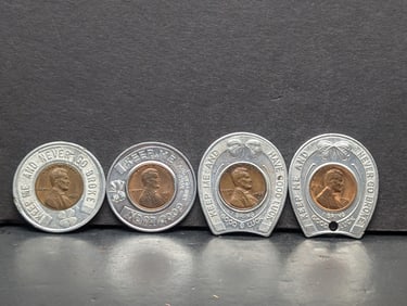 4 Encased Cents: 56 D Army Reserve, 67 Arvin Mufflers, 68D Horse/Buggy Days, 76 D As a Man Thinketh