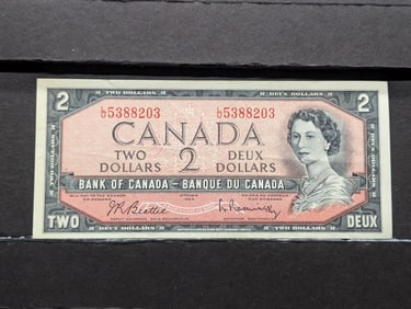 1954 Canada $2 Note. XF.