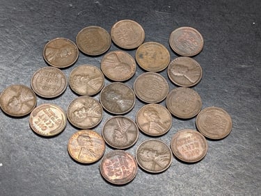 22 Earlier Date Lincoln Wheat Cents   Teens, 20's, 30's and one 40