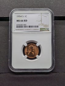 1954-S Lincoln Wheat Cent - NGC MS66 RD