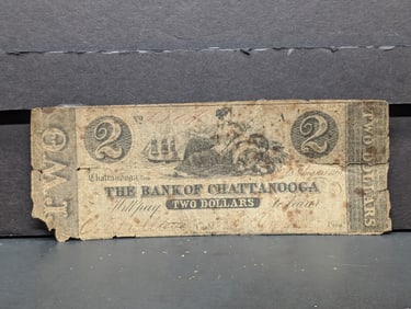 August 28th, 1861 The Bank of Chattanooga $2.00 Obsolete Currency Note