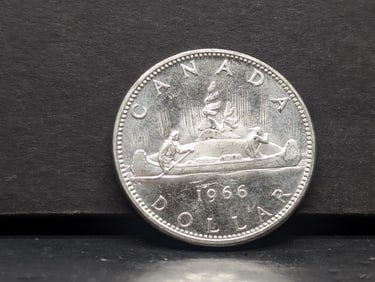 1966 Canada 80% silver $1. Choice BU.