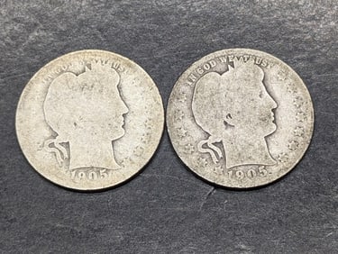 1905-O & 1905-S Better Date Barber Quarters