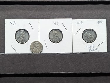 (4) BU Lincoln Steel Wheat Cents  1943-D, (3) 1943-P
