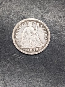 **VF** 1849 w/ Stars Seated Liberty Half Dime