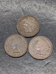 Lot of Three **AU** Indian Head Cents