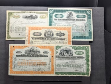 Group of Vintage Stock Certificates