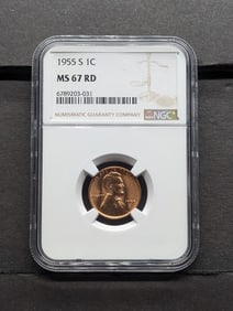1955-S Lincoln Wheat Cent - NGC MS67 RD
