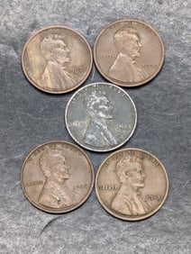 Older Wheat Cents in 2 x 2's  1921-S, 1910,1909,1912,1943