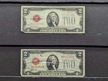 1928 D&G Series $2.00 RED SEAL Banknotes (2 PCS)