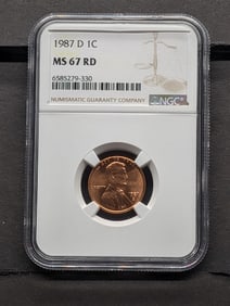 1987-D Lincoln Memorial Cent - NGC MS67 RD