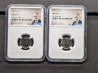 2022-P&D Roosevelt Dime - NGC MS67 FT (2 PCS)
