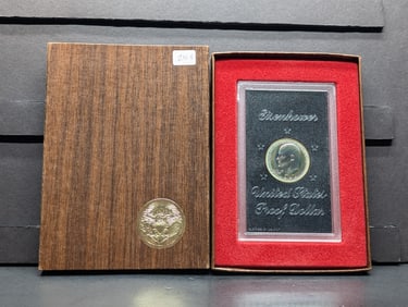 1974-S Eisenhower Proof Silver Dollar in Brown Box  40% Silver