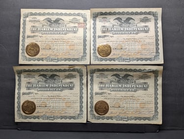 (4) 1899 Stock Certificates w/ Seal
