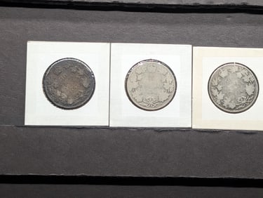 Lot of Three 1906 Silver Canadian Half Dollars   92.5% Silver